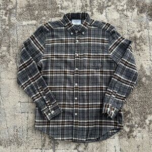 Portuguese Flannel “Wisdom” Shirt – Brown/Navy Plaid – Size M